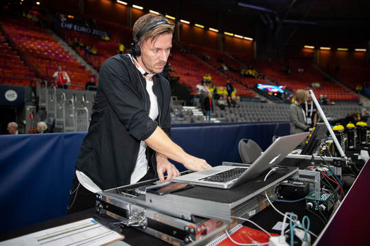 DJ Peter Vikström prior to the EHF European Handball