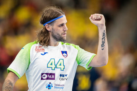 Dean Bombac of Slovenia celebrates