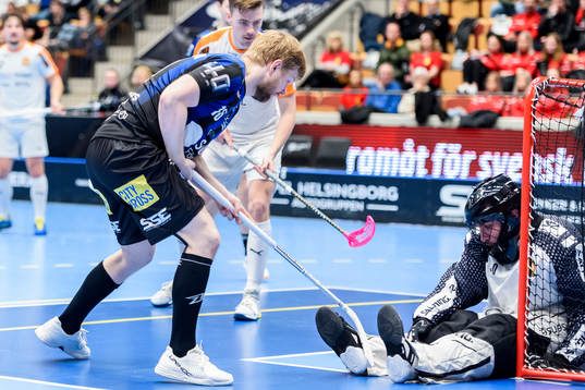 Helsingborgs Max Wahlgren oroar framför Höllvikens Erik
