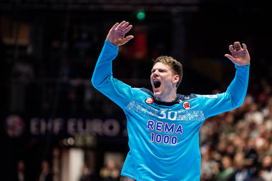 goalkeeper Torbjørn Bergerud of Norway celebrate
