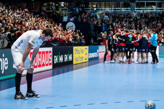 Romain Lagarde of France looks dejected