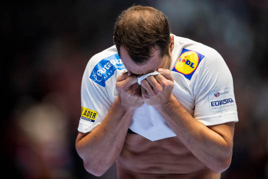 Michaël Guigou of France looks dejected