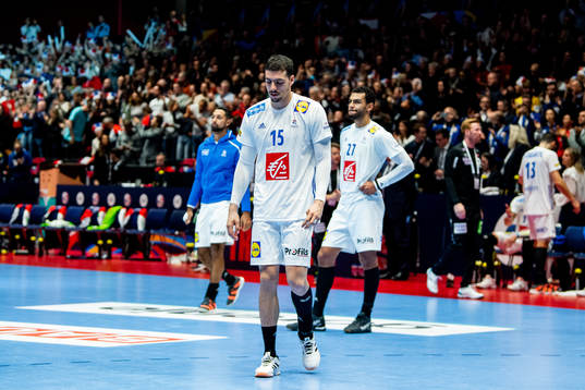 Mathieu Grebille of France looks dejected