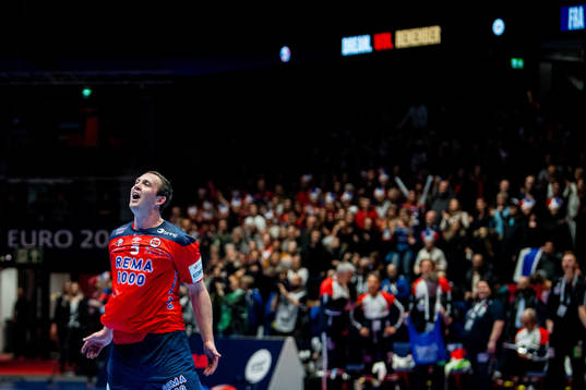 Sander Sagosen of Norway celebrates