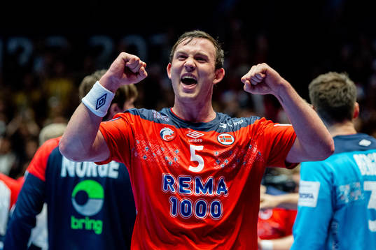 Sander Sagosen of Norway celebrates