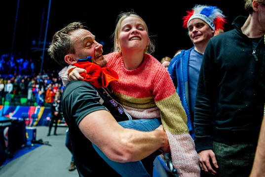 Christian Berge, head coach of Norway, with his daughter