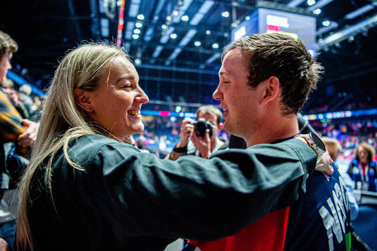 Sander Sagosen of Norway with his girlfriend Hanna Bredal