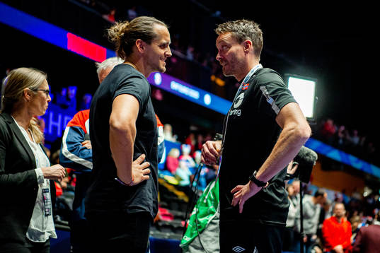 Kent Robin Tønnesen and Christian Berge, head coach of