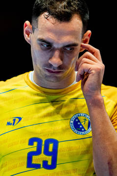 Marin Vegar of Bosnia-Herzegovina looks dejected