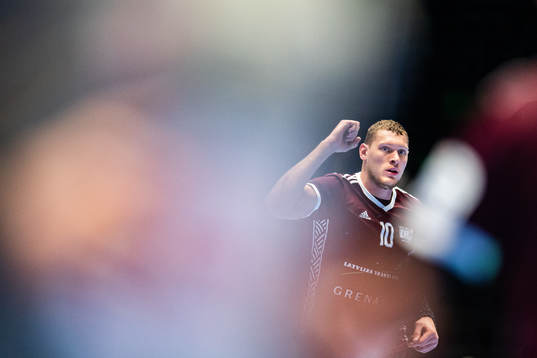 Dainis Kristopans of Latvia celebrates