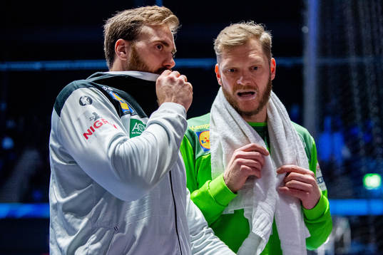 Goalkeepers Andreas Wolff and Johannes Bitter of Germany