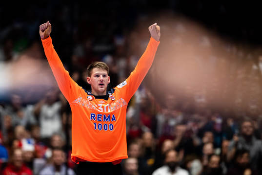 Goalkeeper Torbjørn Bergerud of Norway celebrates