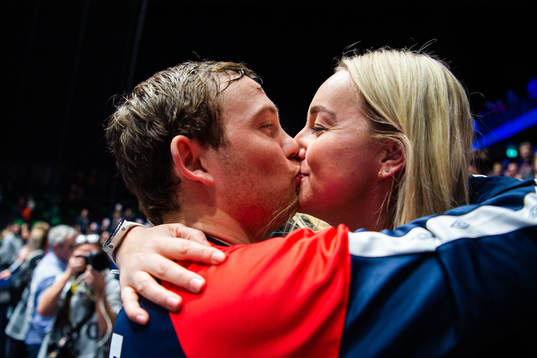 Sander Sagosen of Norway with his girlfriend Hanna Bredal