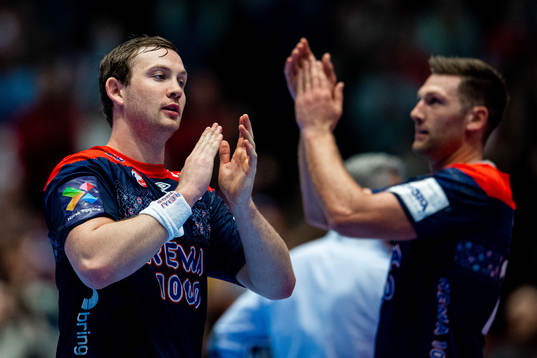 Sander Sagosen and Harald Reinkind of Norway celebrate
