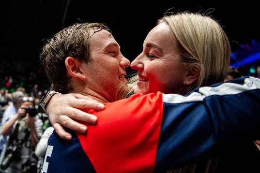 Sander Sagosen of Norway with his girlfriend Hanna Bredal