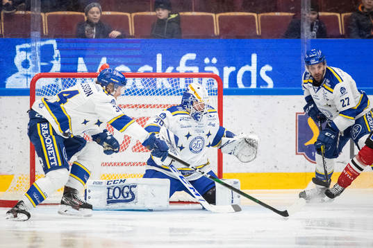 Leksands Philip Samuelsson och Leksands målvakt Janne