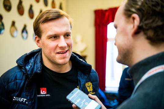 Max Darj is interviewed by the media