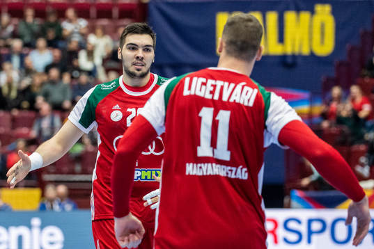 Miklos Rostas and Patrik Ligetvari of Hungary celebrate