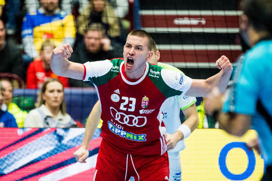 Dominik Mathe of Hungary celebrates