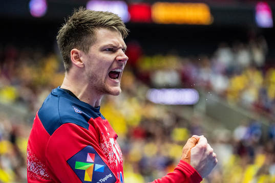 goalkeeper Torbjørn Bergerud of Norway celebrates