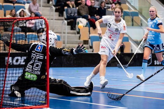 Skoghalls Ida Samuelsson räddar ett skott av Täbys Isabel