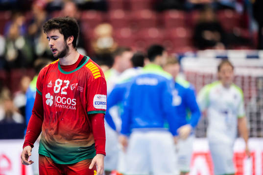 Luis Frade of Portugal looks dejected