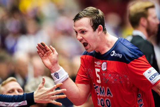 Sander Sagosen of Norway celebrates