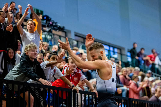 Marius Bull Hjeltnes of Norway celebrates