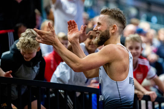Marius Bull Hjeltnes of Norway celebrates
