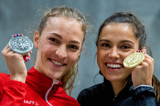 Line Kloster and Amalie Iuel of Norway pose with their