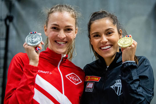 Line Kloster and Amalie Iuel of Norway pose with their