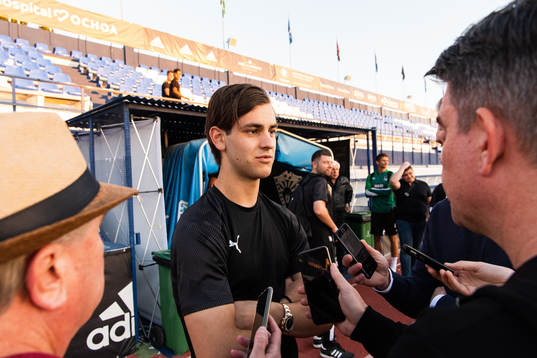 Adi Nalic of Malmö FF is interviewed by media
