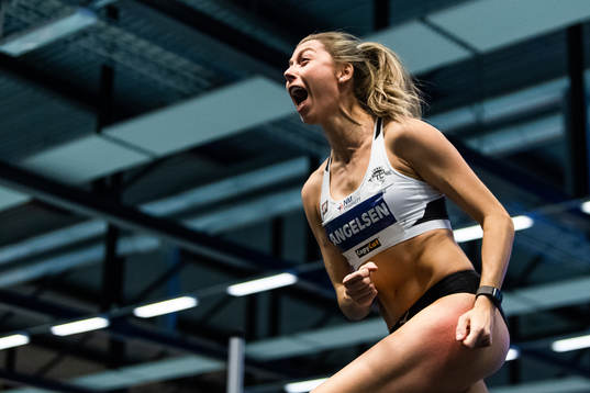 Tonje Angelsen of Norway celebrates in the women’s high