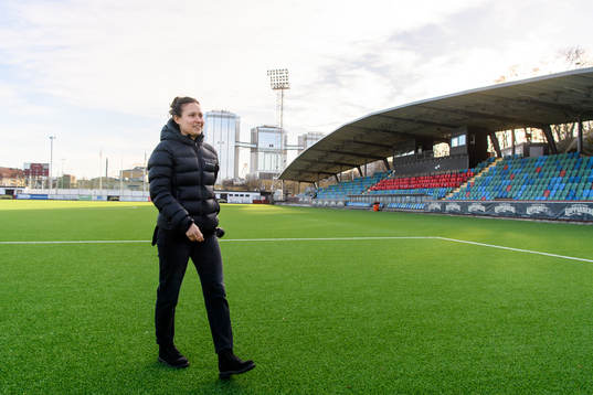 Kopparbergs Göteborgs Catrine Johansson innan en träning