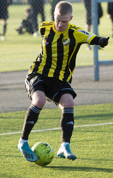 IFK Hässleholms Victor Holmberg i träningsmatchen mellan