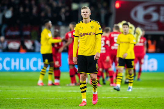 Erling Braut Haaland of Borussia Dortmund looks dejected