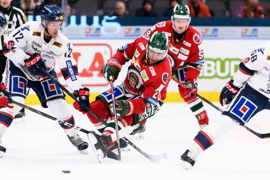 Linköpings Sebastian Karlsson och Frölundas Joel Lundqvist