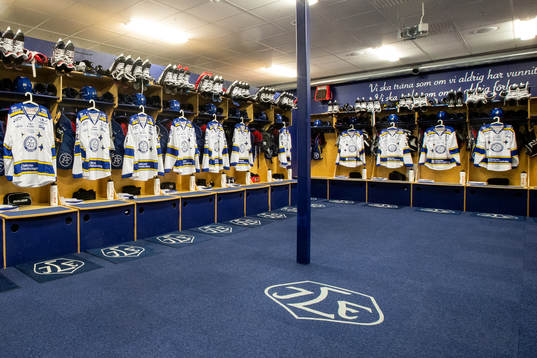 Leksands omklädningsrum är redo innan ishockeymatchen i