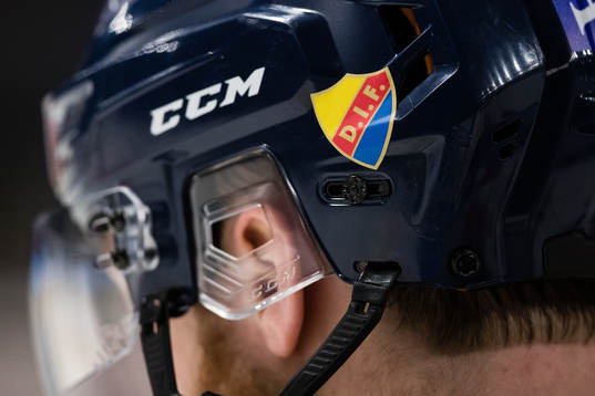Djurgårdens emblem på en hjälm