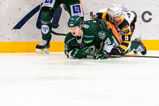 Färjestads Linus Arnesson och Skellefteås Darren Nowick