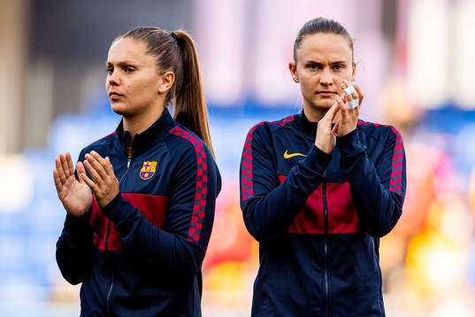 Lieke Martens and Caroline Graham Hansen of Barcelona