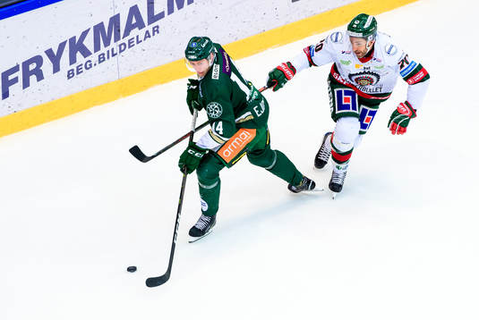 Färjestads Victor Ejdsell och Frölundas Joel Lundqvist