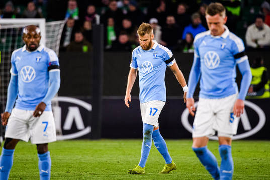 Rasmus Bengtsson of Malmö FF looks dejected