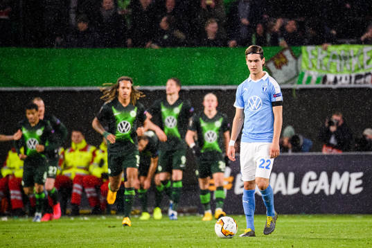 Adi Nalic of Malmö FF looks dejected