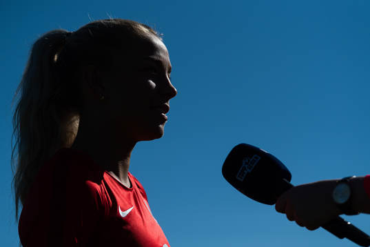 Rikke Bogetveit Nygard of Arna-Bjørnar is interviewed