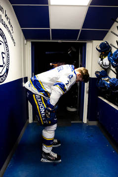 Leksands Lucas Nordsäter innan ishockeymatchen i SHL