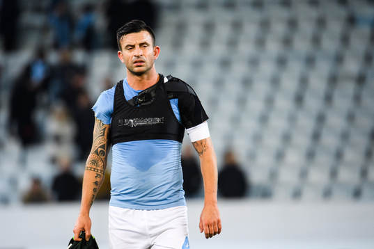 Behrang Safari of Malmö FF looks dejected