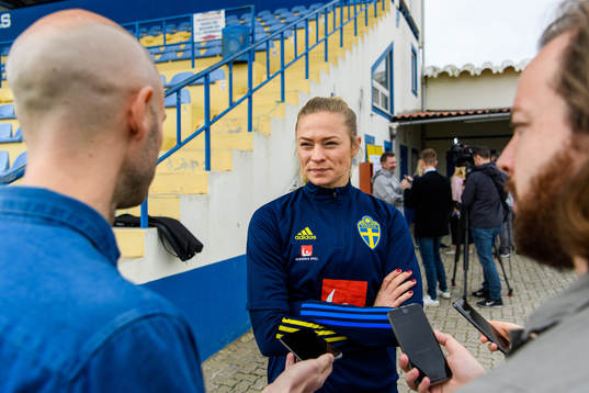 Fridolina Rolfö is interviewed by the media