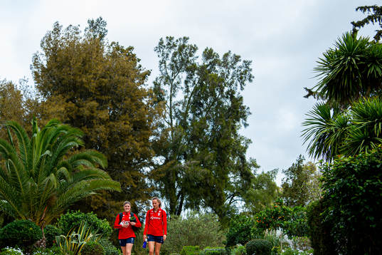 Maren Mjelde and Caroline Graham Hansen of the Norwegian