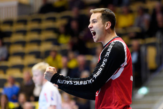 Skövdes målvakt Fabian Norsten jublar